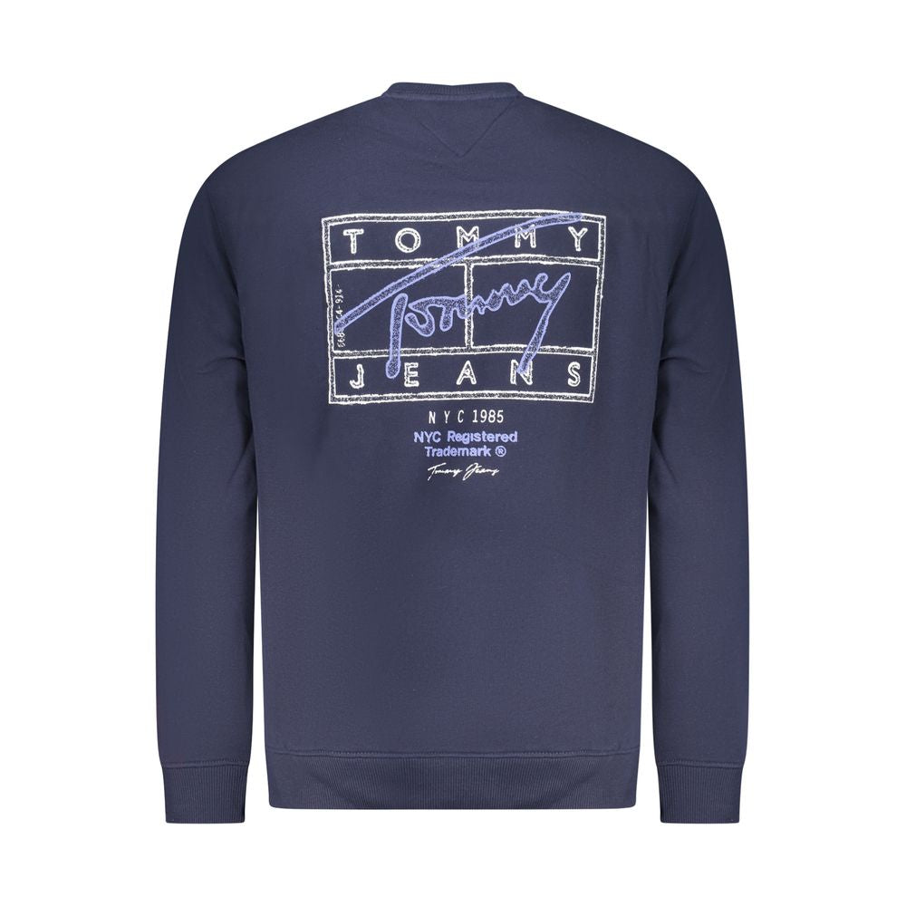 Tommy Hilfiger blue cotton men's sweatshirt with crew neck and long sleeves, casual clothing for everyday wear.