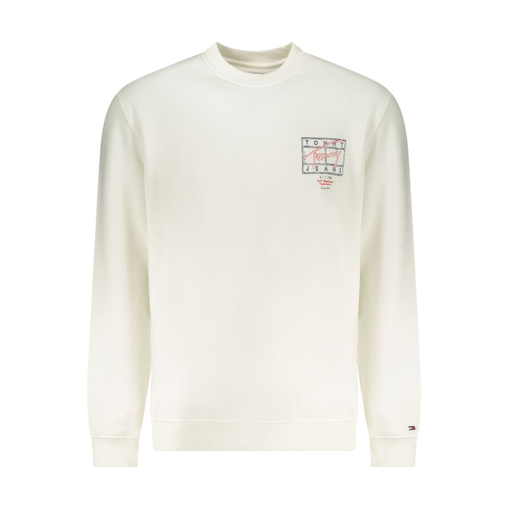 White cotton men's sweatshirt by Tommy Hilfiger with a classic fit and subtle logo detail on the chest.