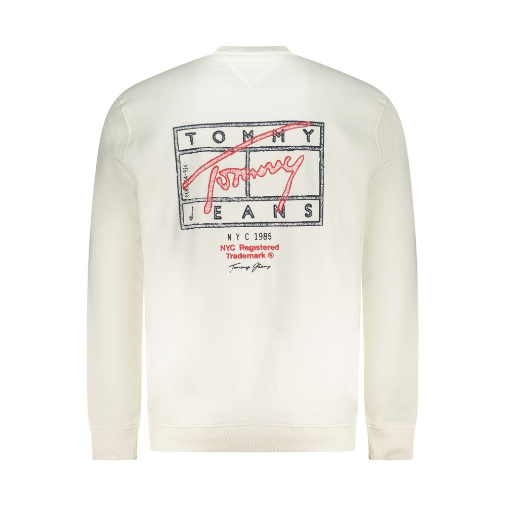 White cotton men's sweatshirt by Tommy Hilfiger, featuring a classic fit and logo detail on the front.