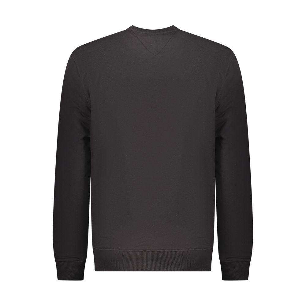 Black cotton men's sweatshirt by Tommy Hilfiger with a classic crewneck and logo detail.