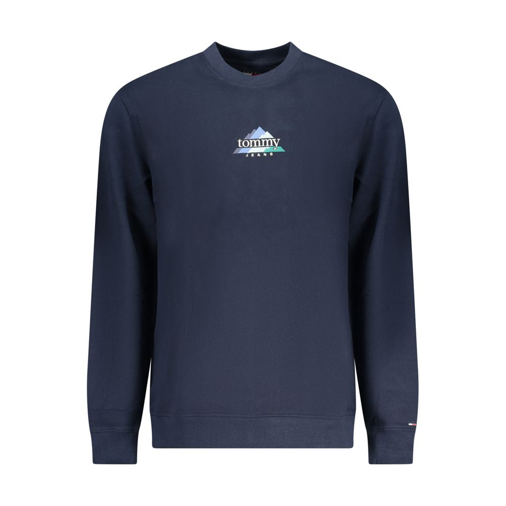 Blue cotton men's sweatshirt by Tommy Hilfiger featuring a classic crew neck and logo detail.