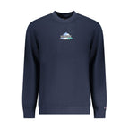 Blue cotton men's sweatshirt by Tommy Hilfiger featuring a classic crew neck and logo detail.