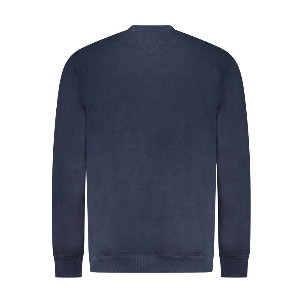 Blue cotton men's sweatshirt by Tommy Hilfiger with ribbed cuffs and logo patch on the chest.
