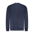 Blue cotton men's sweatshirt by Tommy Hilfiger with ribbed cuffs and logo patch on the chest.