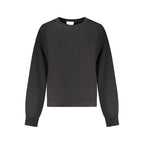Black cotton women's sweatshirt by Calvin Klein, featuring a relaxed fit and minimal logo design.
