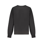 Black Calvin Klein cotton women's sweatshirt with a relaxed fit and minimalist design, displayed on a hanger.