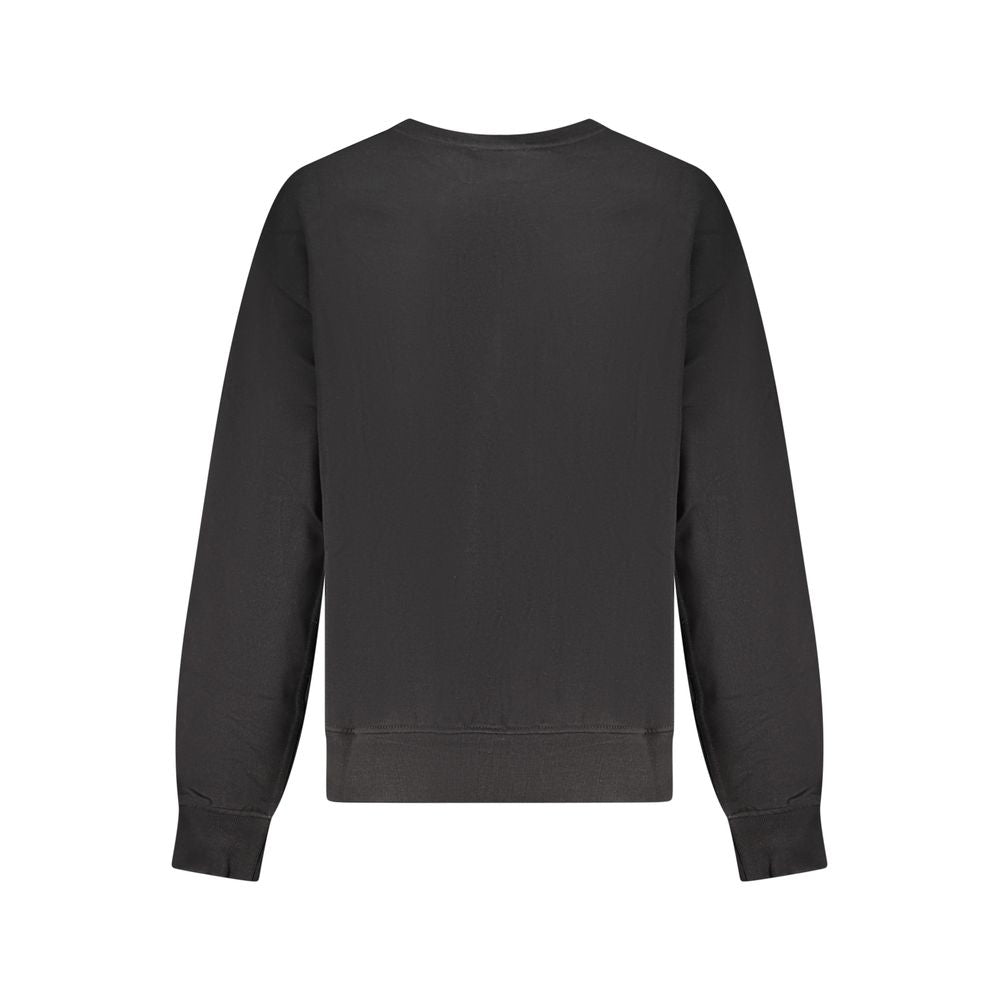 Black Calvin Klein cotton women's sweatshirt with a relaxed fit and minimalist design, displayed on a hanger.
