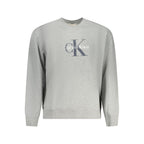 Calvin Klein gray cotton men's sweatshirt with a classic crewneck and long sleeves, featuring subtle branding.