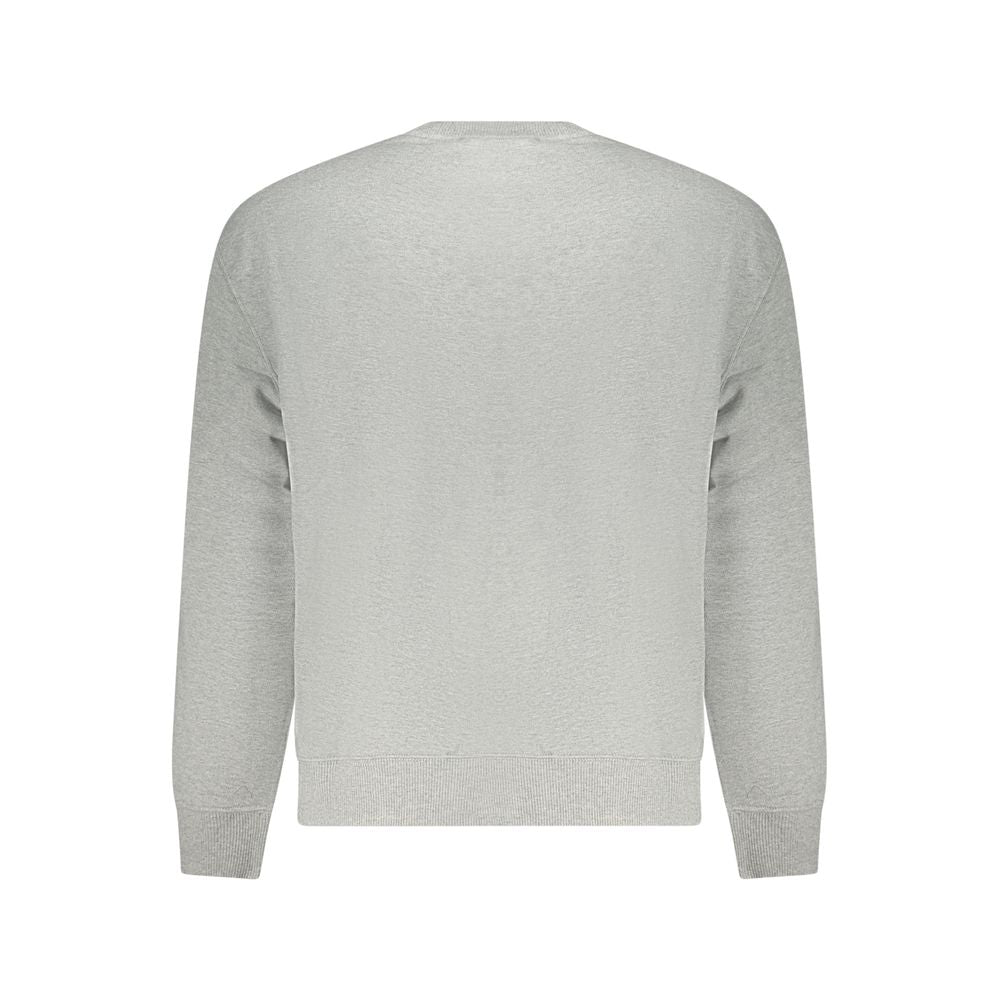 Calvin Klein gray cotton men's sweatshirt with crew neck and long sleeves, casual and comfortable for everyday wear.