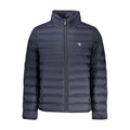 Calvin Klein Blu Poliammide men's jacket shown in navy blue with a sleek, modern design and front zipper closure.