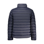 Calvin Klein Blu Poliammide men's jacket displayed on a hanger with a front view showing the zipper and collar.