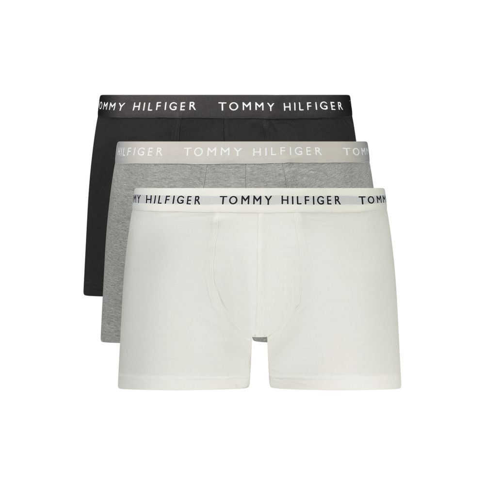 Tommy Hilfiger grey cotton men's boxer shorts with elastic waistband and brand logo, comfortable and casual underwear.
