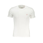White Guess Jeans organic cotton men's T-shirt with a classic crew neck and minimalist design, ideal for casual wear.