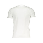 White Guess Jeans organic cotton men's T-shirt with crew neck and casual fit, displayed on a neutral background.