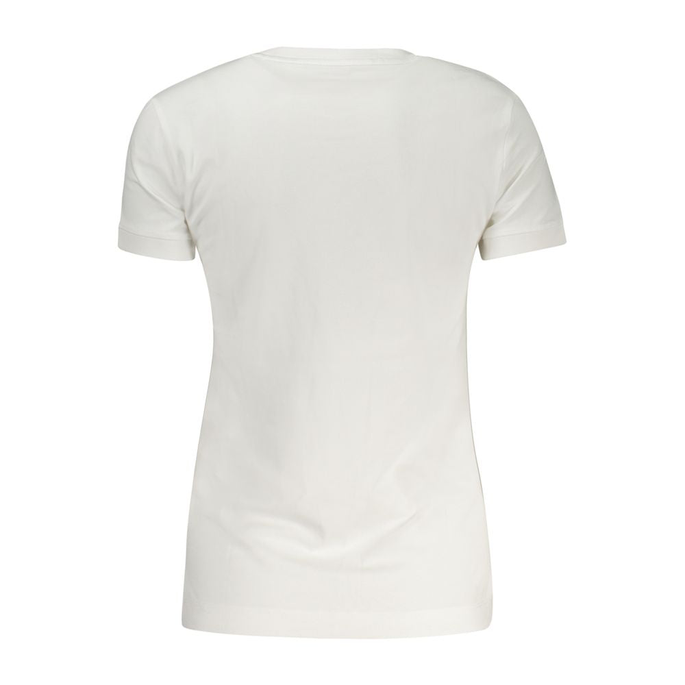 White cotton women’s T-shirt by Guess Jeans, featuring a classic crew neckline and minimalist design.
