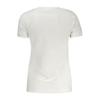 White cotton women’s T-shirt by Guess Jeans, featuring a classic crew neckline and minimalist design.