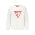 White cotton men's sweater by Guess Jeans, featuring a classic fit and ribbed neckline, displayed on a neutral background.