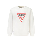 White cotton men's sweater by Guess Jeans, featuring a classic fit and ribbed neckline, displayed on a neutral background.