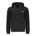 Black Guess Jeans men's cotton sweatshirt with hood, slim fit design and long sleeves, suitable for casual wear.