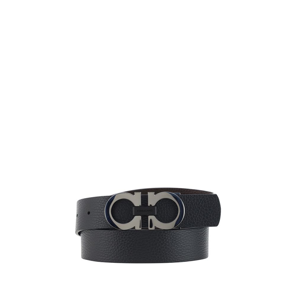 Ferragamo Black Calf Leather Bos Taurus Regular Belt Ferragamo