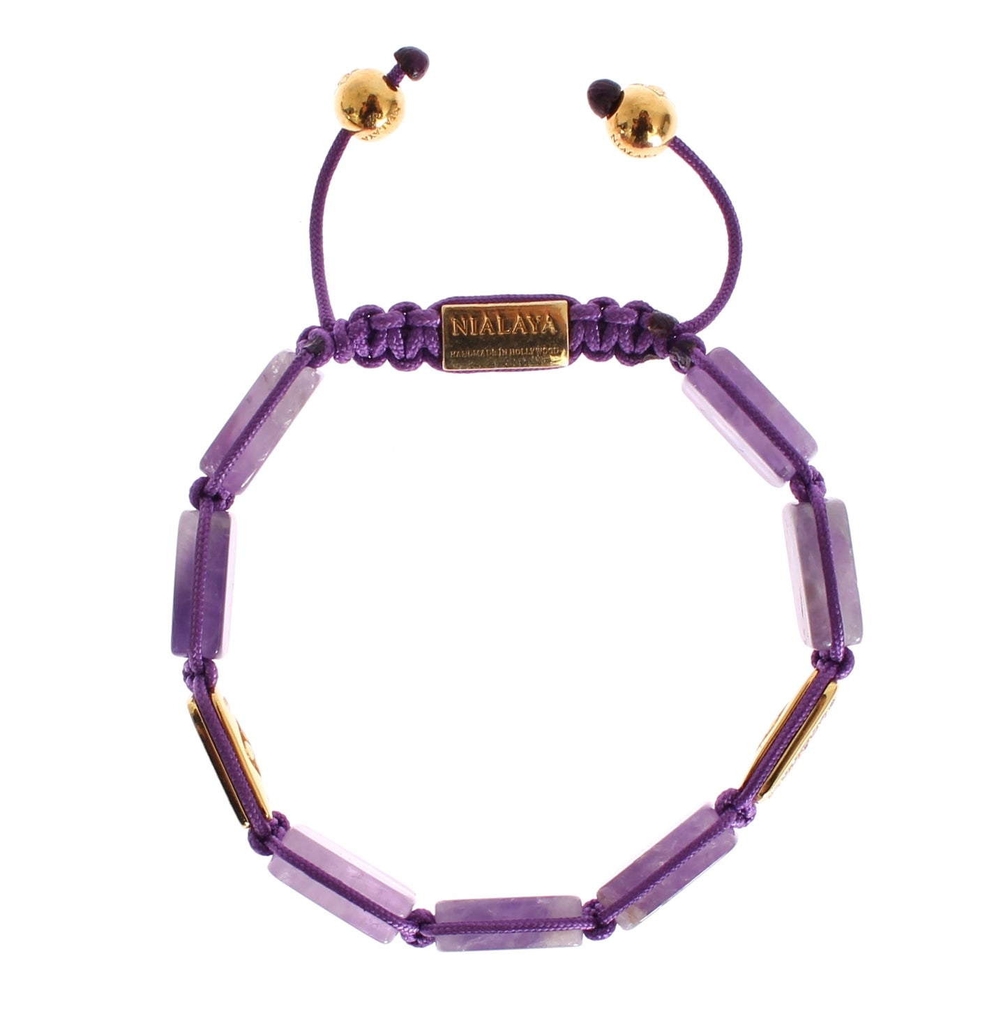 Nialaya CZ Amethyst 18K Gold 925 Bracelet Nialaya