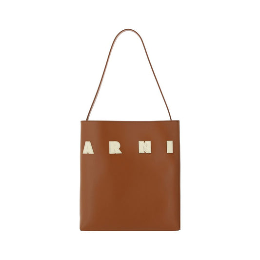 Marni Brown Calf Leather Bos Taurus Shoulder Bag Marni