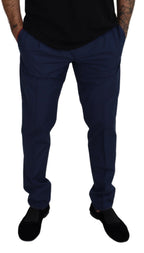 Dolce & Gabbana Blue Cotton Dress Pants Dolce & Gabbana