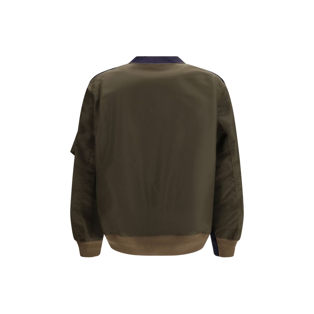 Sacai blue cotton sweatshirt with a relaxed fit and ribbed cuffs, featuring a classic crewneck design.