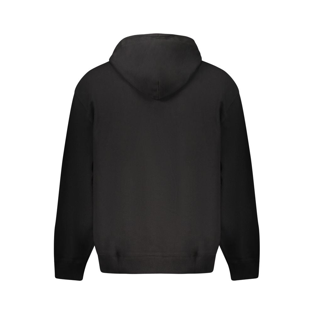 Calvin Klein black cotton men's hoodie with front pocket and drawstring hood, casual and comfortable for everyday wear.