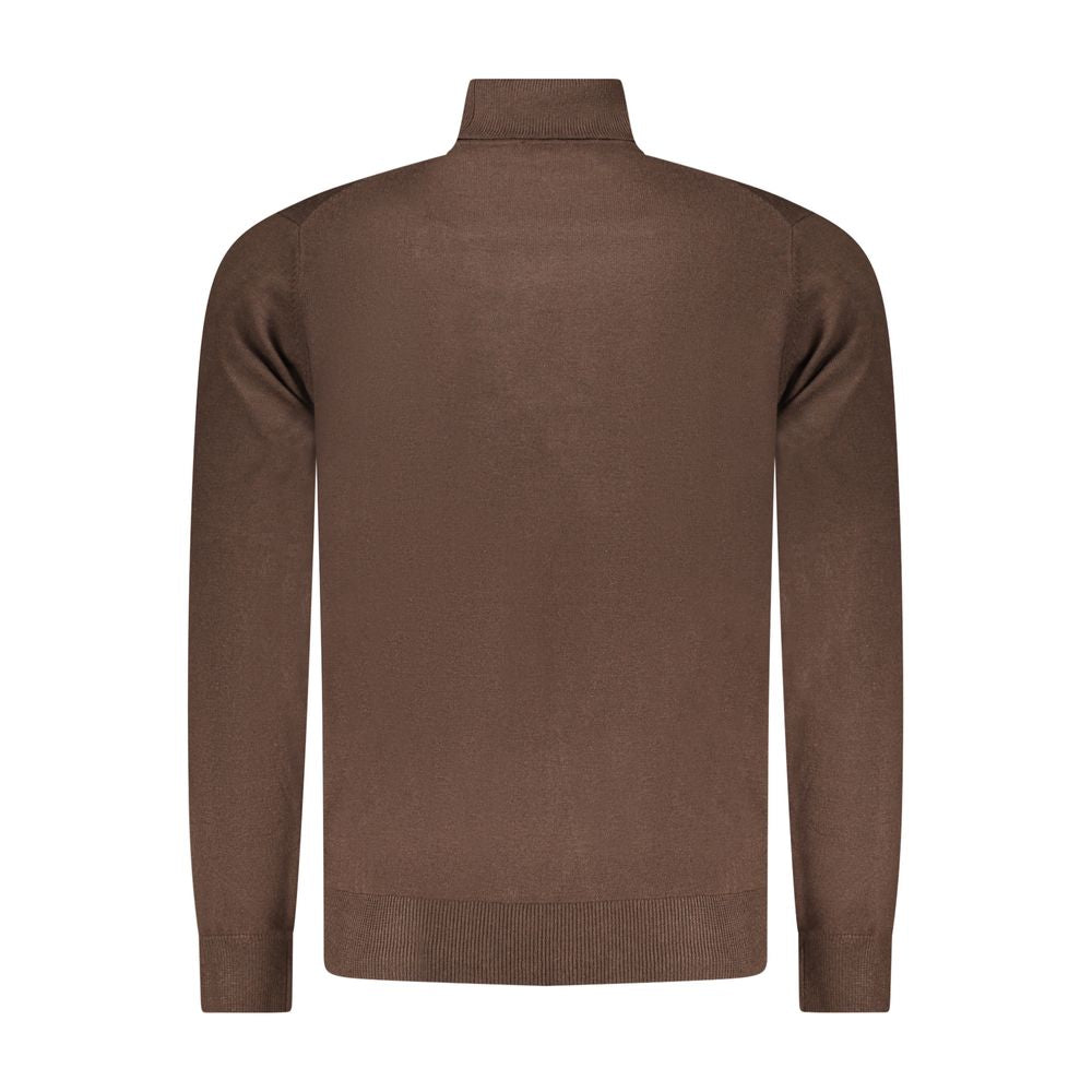 Norway 1963 Marrone men's sweater made of polyamide, featuring a classic knit design and ribbed cuffs.