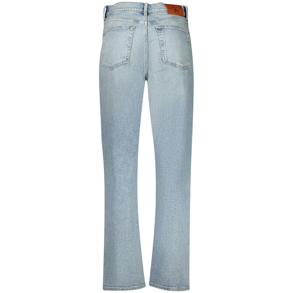 Calvin Klein Azzurro cotton women's jeans, fitted with classic five-pocket style and belt loops, in a light blue denim.