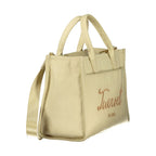 Twinset beige cotton women's tote bag with dual handles and spacious interior, perfect for everyday use.