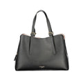 Twinset Nero polyurethane women’s tote bag with sleek design and top handles, perfect for everyday use.