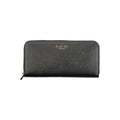 Twinset Nero polyurethane women's wallet with sleek design and compact size, featuring multiple card slots and a zippered coin compartment.