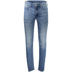 Calvin Klein Blu cotton men's slim-taper jeans, front view showing classic five-pocket design and slim fit silhouette.