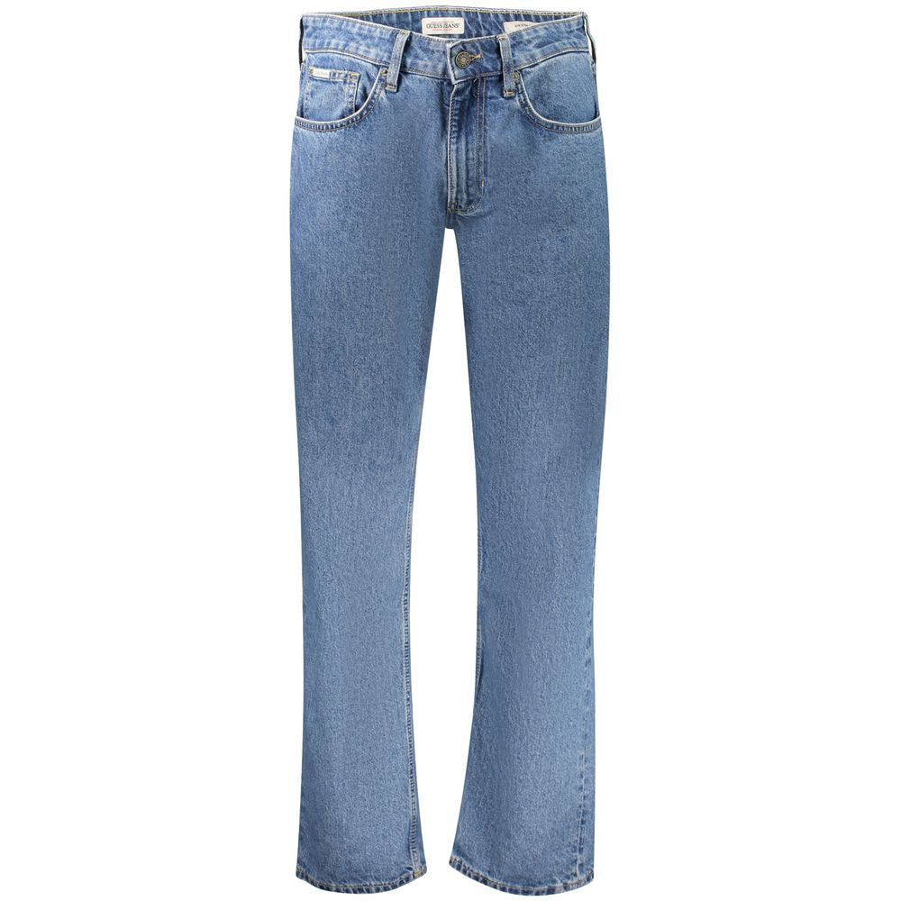 Guess Jeans men's blue cotton jeans with classic five-pocket design and straight fit.