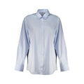Guess Jeans azzurro cotton women's shirt displayed with a relaxed fit and button-down front featuring the Guess logo.