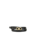 Ferragamo Brown Calf Leather Bos Taurus Thin Belt Ferragamo