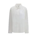 Loulou De Saison white cotton dress shirt with classic collar and long sleeves, neatly folded on a clean background.