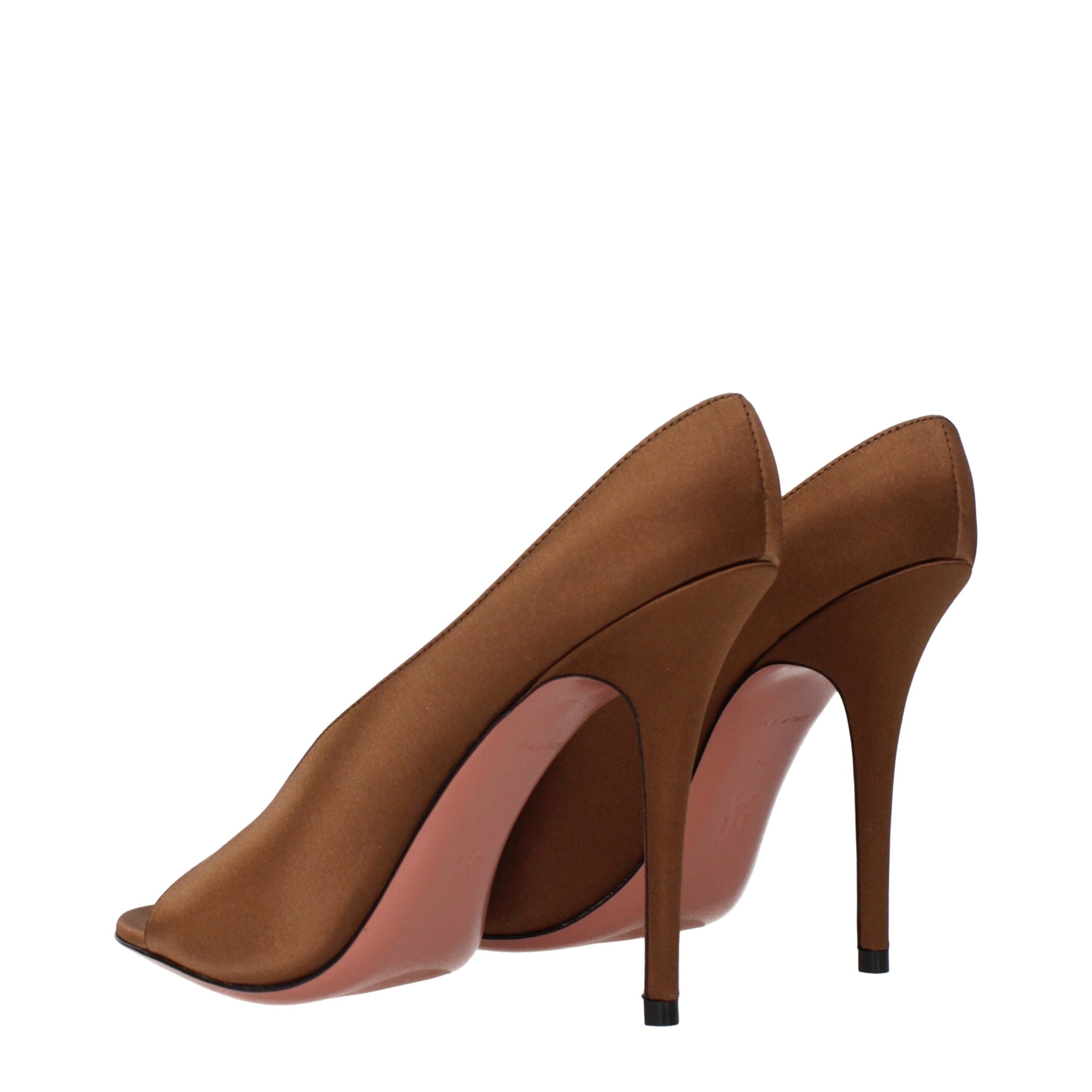 Amina Muaddi Brown Satin High Heel Pumps Amina Muaddi