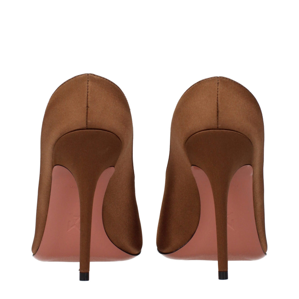 Amina Muaddi Brown Satin High Heel Pumps Amina Muaddi