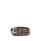 Saint Laurent Brown Calf Leather Bos Taurus Thin Belt Saint Laurent