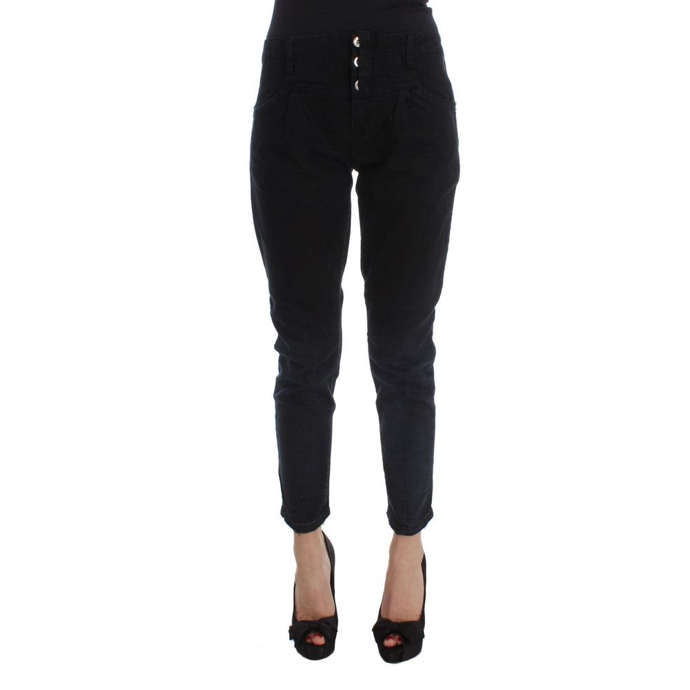 Costume National Black Cotton Cropped Jeans Costume National
