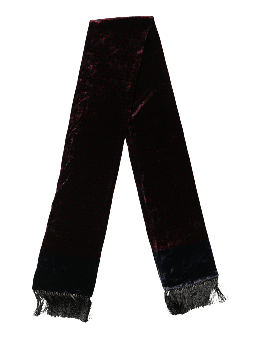 Dolce & Gabbana Black Red Rayon Geometric Pattern Fringe 140cm X 16cm  Scarf - Eljoys Fashion 