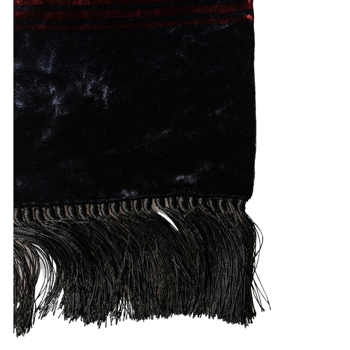 Dolce & Gabbana Black Red Rayon Geometric Pattern Fringe 140cm X 16cm Scarf