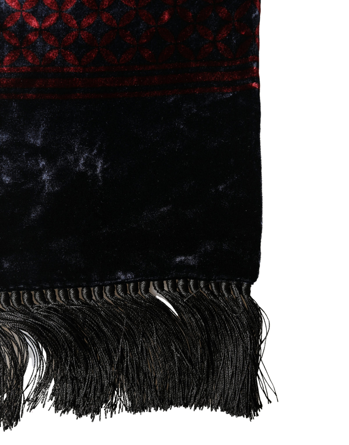 Dolce & Gabbana Black Red Rayon Geometric Pattern Fringe 140cm X 16cm  Scarf - Eljoys Fashion 