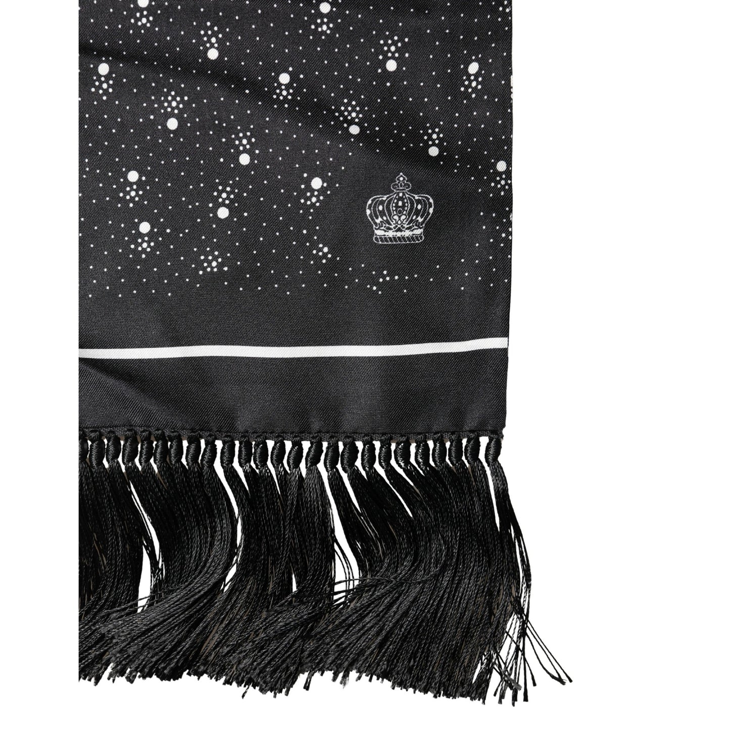 Dolce & Gabbana Black White Silk Dotted Print Foulard 140cm X 15cm Scarf