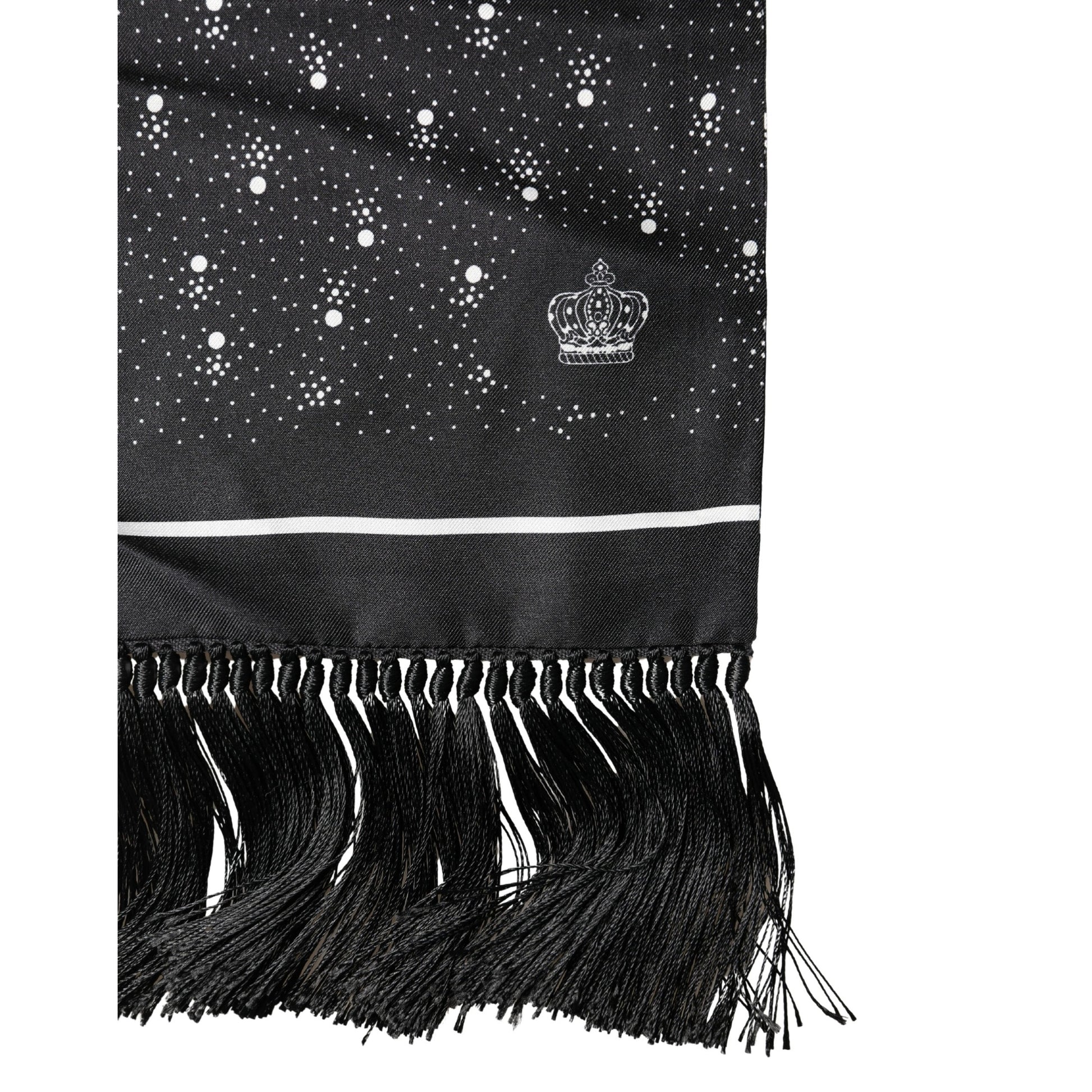 Dolce & Gabbana Black White Silk Dotted Print Foulard 140cm X 15cm Scarf