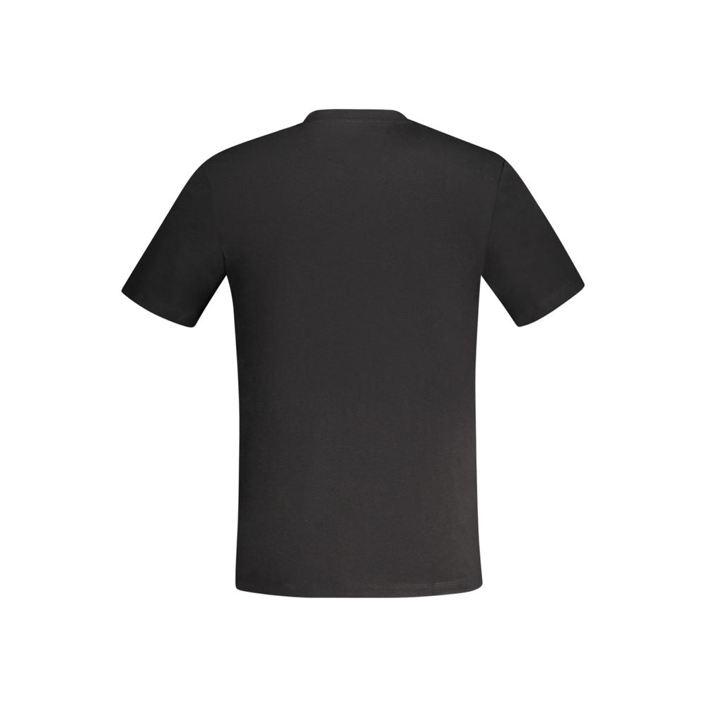 Black cotton men's T-shirt from Guess Jeans featuring a classic fit and crew neckline.