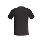 Black cotton men's T-shirt from Guess Jeans featuring a classic fit and crew neckline.
